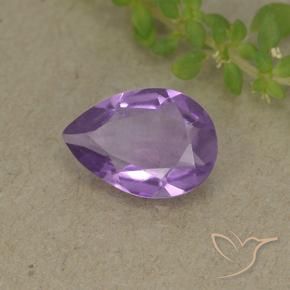 Ametista Viola medio naturale da 1.40 ct, Forma a pera, VVS-VS