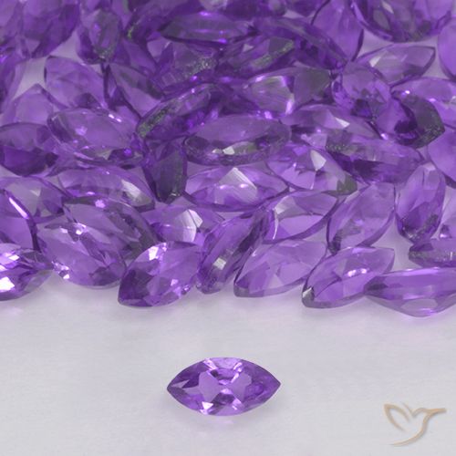 Ametista Viola medio naturale da 0.15 ct, Taglio marquise, VVS-VS