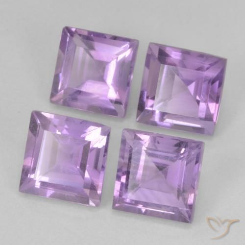 Gemme di Ametista Viola medio naturale da 4.65 ct, Quadrato, VS