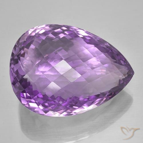 Ametista Viola violaceo medio naturale da 53.48 ct, Forma a pera, IF