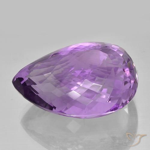 Ametista Viola violaceo medio naturale da 53.48 ct, Forma a pera, IF