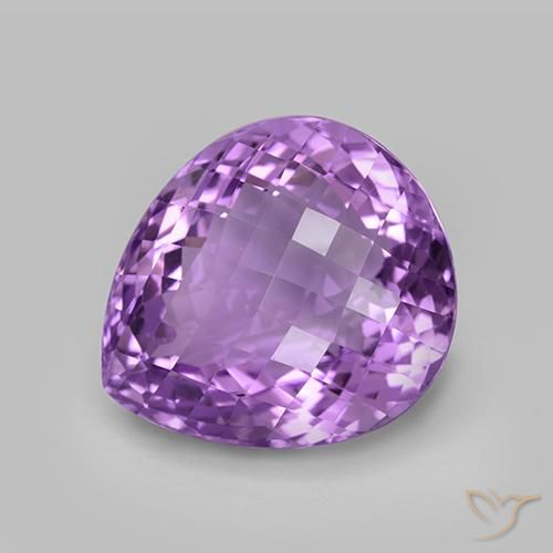 Ametista Viola violaceo medio naturale da 36.79 ct, Forma a pera, VVS