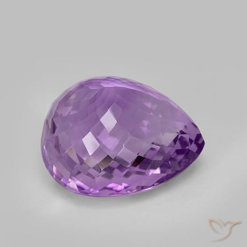 Ametista Viola violaceo medio naturale da 36.79 ct, Forma a pera, VVS