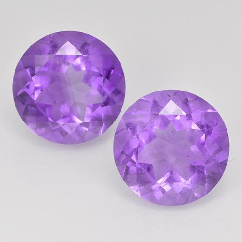 Gemme di ametista viola medio-chiaro naturale da 3,56 ct, taglio rotondo, VS