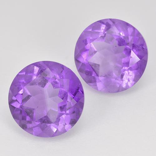 Gemme di ametista viola medio-chiaro naturale da 3,56 ct, taglio rotondo, VS