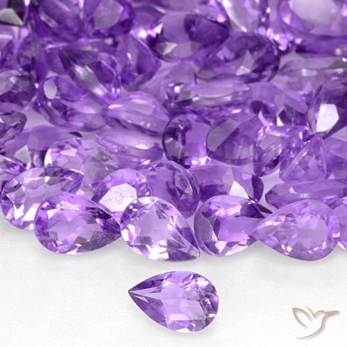 Ametista Viola violaceo intenso naturale da 0.38 ct, Forma a pera, VVS-VS