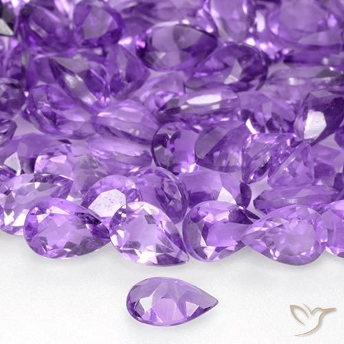 Ametista Viola violaceo intenso naturale da 0.38 ct, Forma a pera, VVS-VS