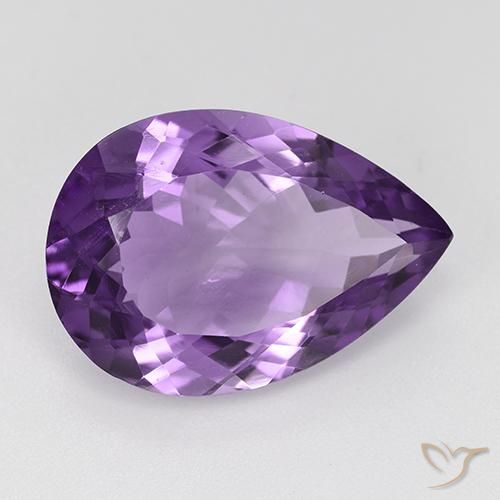 Ametista Viola violaceo medio naturale da 8.55 ct, Forma a pera, VS