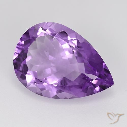 Ametista Viola violaceo medio naturale da 8.73 ct, Forma a pera, VVS-VS