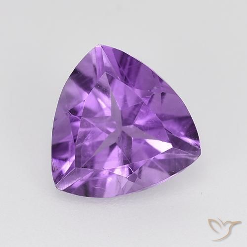 Ametista Viola violaceo medio-scuro naturale da 1.58 ct, Taglio trillion, VVS-VS