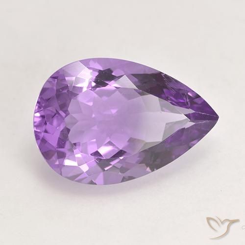 Ametista Viola violaceo medio naturale da 5.48 ct, Forma a pera, VVS-VS
