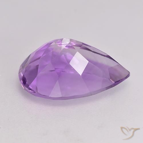 Ametista Viola violaceo medio naturale da 5.68 ct, Forma a pera, VVS-VS