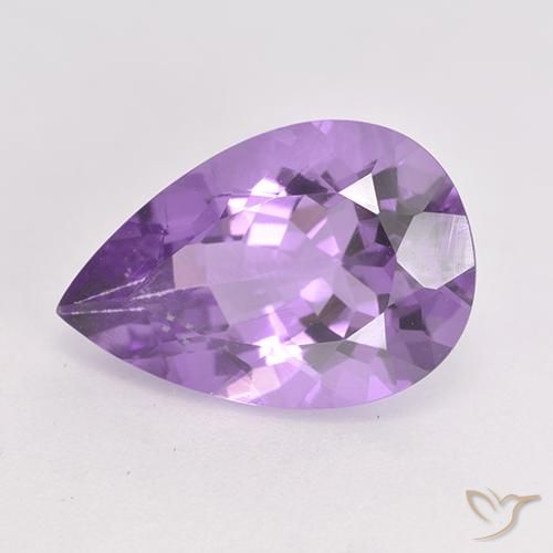 Ametista Viola medio naturale da 4.82 ct, Forma a pera, VVS-VS