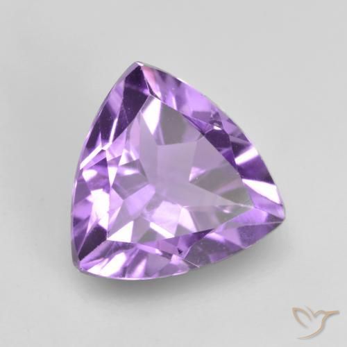 Ametista Viola violaceo medio naturale da 1.57 ct, Taglio trillion, VVS-VS