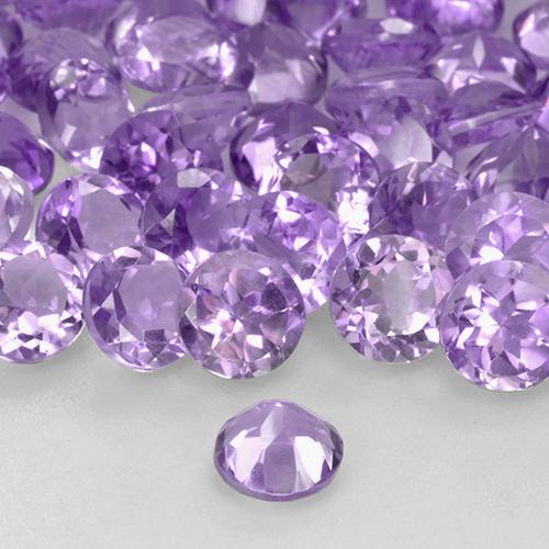 Ametista Viola medio naturale da 0.48 ct, Taglio rotondo, VS