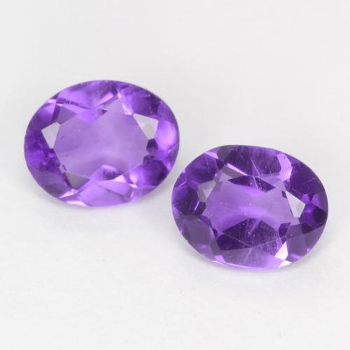 Gemme di ametista viola vivido naturale da 0,55 ct, taglio ovale, VVS-VS