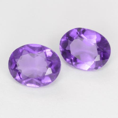 Gemme di ametista viola vivido naturale da 0,55 ct, taglio ovale, VVS-VS