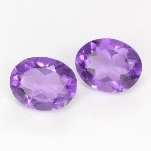 Gemme di Ametista Viola medio naturale da 0.60 ct, Taglio ovale, VVS-VS