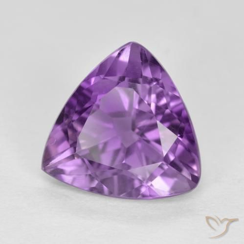 Ametista Viola medio-scuro naturale da 2.86 ct, Taglio trillion, VS