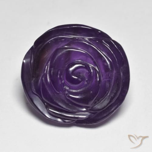 28.28ct Naturale Viola scuro Ametista, Taglio a fiore, Traslucido