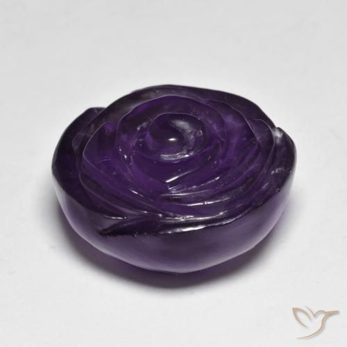 Ametista Viola scuro naturale da 28.28 ct, Taglio a fiore, Traslucido