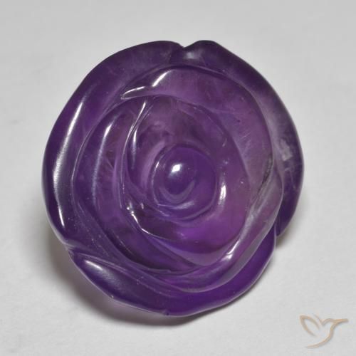 Ametista Viola scuro naturale da 17.95 ct, Taglio a fiore, Traslucido