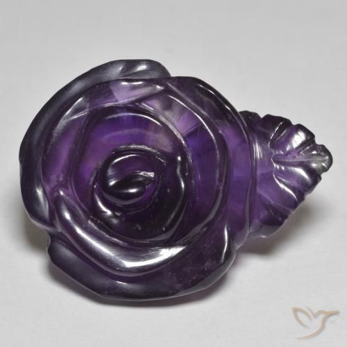 25.29ct Naturale Viola medio Ametista, Taglio a fiore, Traslucido