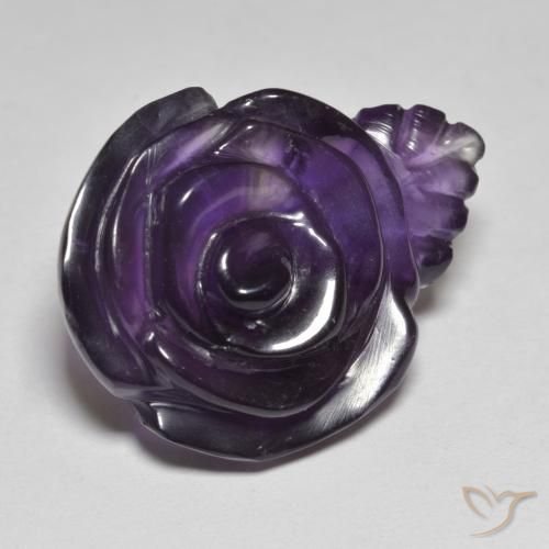 Ametista Viola medio naturale da 25.29 ct, Taglio a fiore, Traslucido
