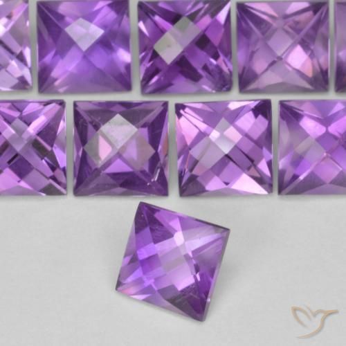 Ametista Viola medio naturale da 0.70 ct, Quadrato, VVS-VS