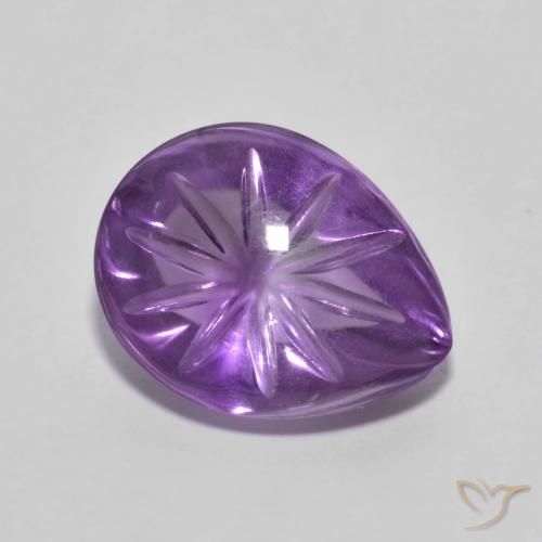 Ametista viola vivido naturale da 4.35 ct, Forma a pera, Trasparente