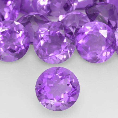 Ametista viola vivido naturale da 1.20 ct, Taglio rotondo, VS