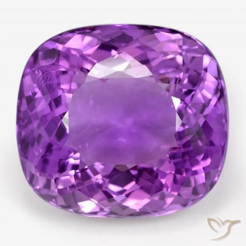 Ametista viola vivido naturale da 64,00 ct, taglio a cuscino, VVS