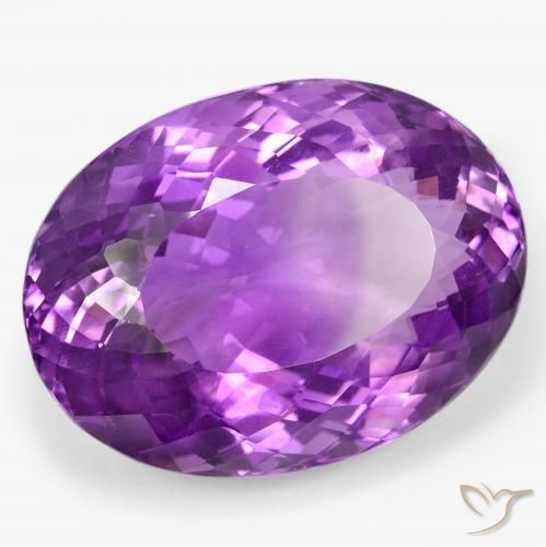 Ametista viola vivido naturale da 105,63 ct, taglio ovale, VVS