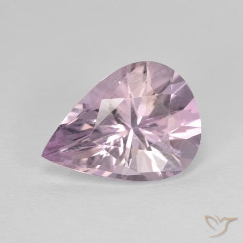 2.64ct Naturale Viola grigiastro chiaro Ametista, Forma a pera, VVS