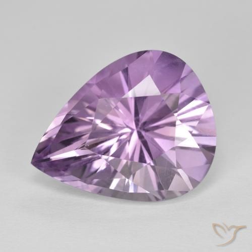 7.77ct Naturale Viola grigiastro chiaro Ametista, Forma a pera, VVS