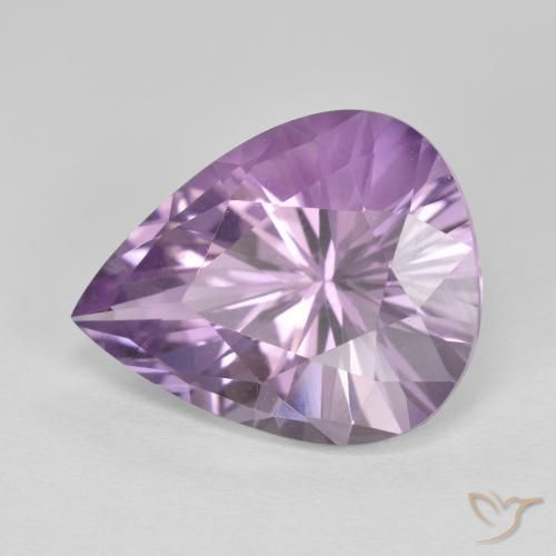 Ametista Viola grigiastro chiaro naturale da 7.77 ct, Forma a pera, VVS