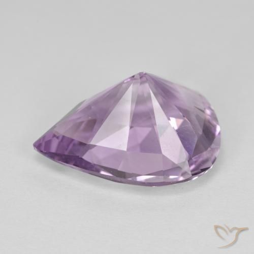 Ametista Viola grigiastro chiaro naturale da 7.77 ct, Forma a pera, VVS