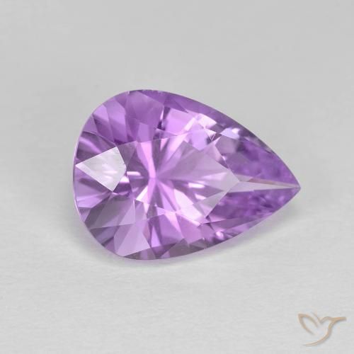 Ametista Viola medio naturale da 2.96 ct, Forma a pera, VVS