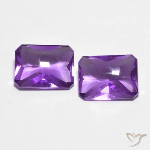 2.54ctw Naturale Medium Dark-Violet Ametista, Taglio smeraldo, Trasparente