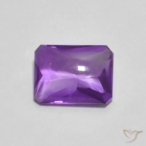 1.38ct Naturale Viola scuro Ametista, Taglio smeraldo, Trasparente