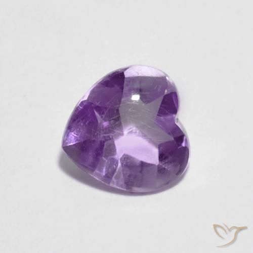 0.89ct Naturale Viola scuro Ametista, Cuore, Trasparente