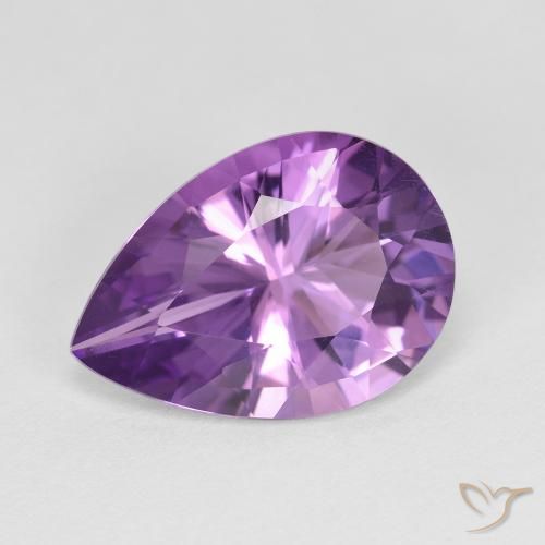 Ametista Viola chiaro-medio naturale da 4.47 ct, Forma a pera, VVS