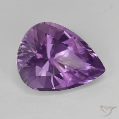Ametista Medium Light Purplish-Violet naturale da 4.74 ct, Forma a pera, VVS