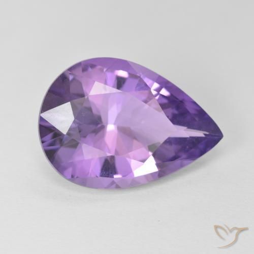 Ametista Viola medio naturale da 5.39 ct, Forma a pera, VVS