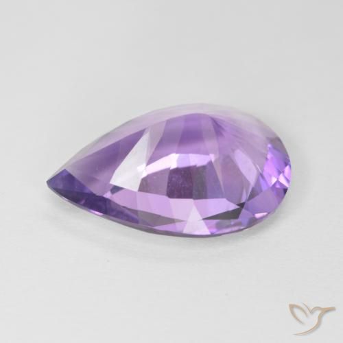 Ametista Viola medio naturale da 5.39 ct, Forma a pera, VVS