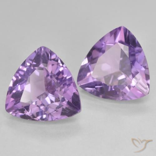Gemme di Ametista Viola medio naturale da 5.55 ct, Taglio trillion, VS