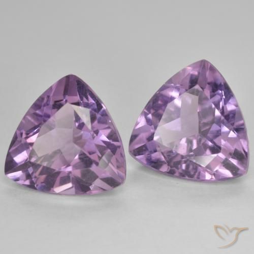 Gemme di Ametista Viola chiaro-medio naturale da 5.76 ct, Taglio trillion, VS