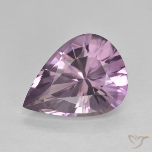 4.46ct Naturale Viola grigio Ametista, Forma a pera, VVS