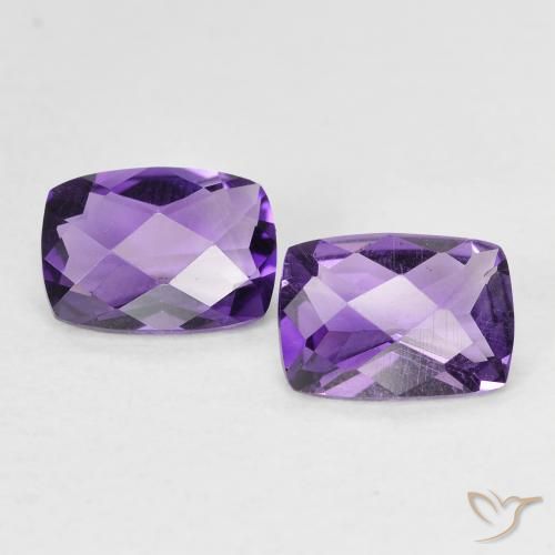 Gemme di Ametista Viola scuro naturale da 1.56 ct, Taglio a cuscino, VVS-VS