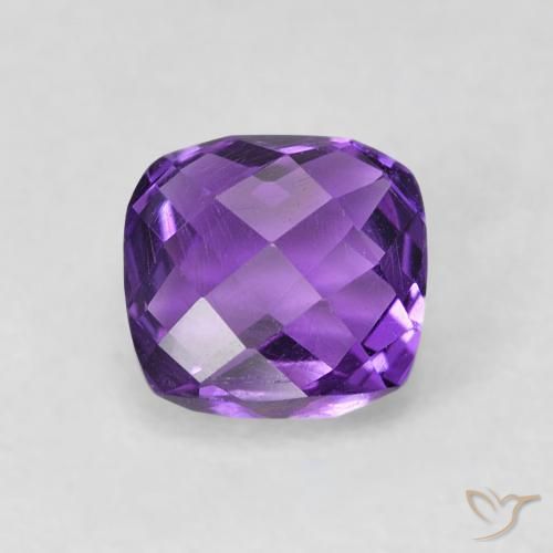 Ametista Viola scuro naturale da 0.62 ct, Taglio a cuscino, VVS-VS